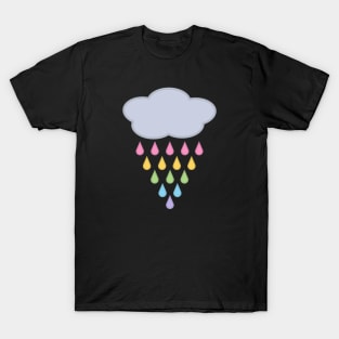 Raining Rainbow Rain Cloud in Black T-Shirt